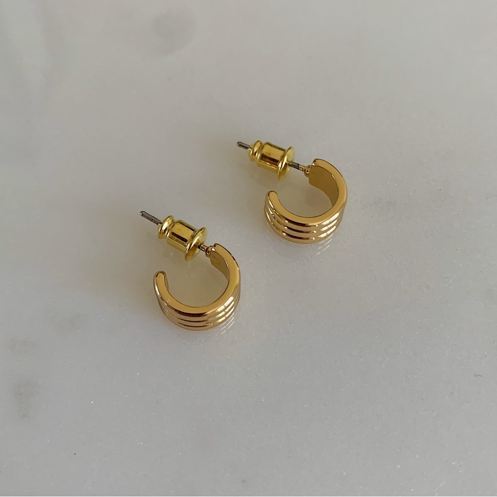 18k gold hoop earrings, mini hoop earrings, medium hoop earrings, gold earrings - Picture 4 of 11